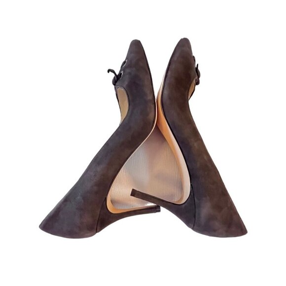 Nine West Brown Suede Leather Pointed Toe Heels Lace-Up Detail Womens Size 10M - Picture 5 of 9